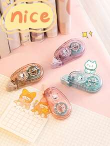 4pcs/2pcs/1pc Office & Study Dot Patterned Adhesive Tape, 6m/4m Length, 6mm Width, Transparent Double-Sided Correction Tape, Stationery Decorative Washi Tape, Random Color, Back To School - A - View 7