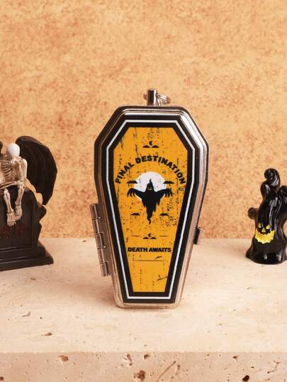 1個 ゴシック調 黒デーモンパターン棺灰皿、ユニークデザイン、クリエイティブ。コンパクトで持ち運びやすい、オフィス、車、アウトドアアクティビティに最適