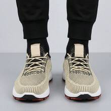 Tenis de hombre en oferta Tenis para hombre deportivos casuales de malla tejida transpirable primavera verano Zapatos para hombre cómodos con cordones suela antideslizante amortiguación suave calzado deportivo ligero moda urbana estilo para caminar gimnasio entrenamiento diario fitness running cómodos y versátiles - Caqui - Ver 3