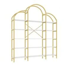 170 X 26 X 190 Cm Shelf In A Simple Style, Steel Tube And MDF Material, Five Storage Shelves, Unique Cloud Shape, Easy To Assemble And Clean, Gold + White - one-size - View 10