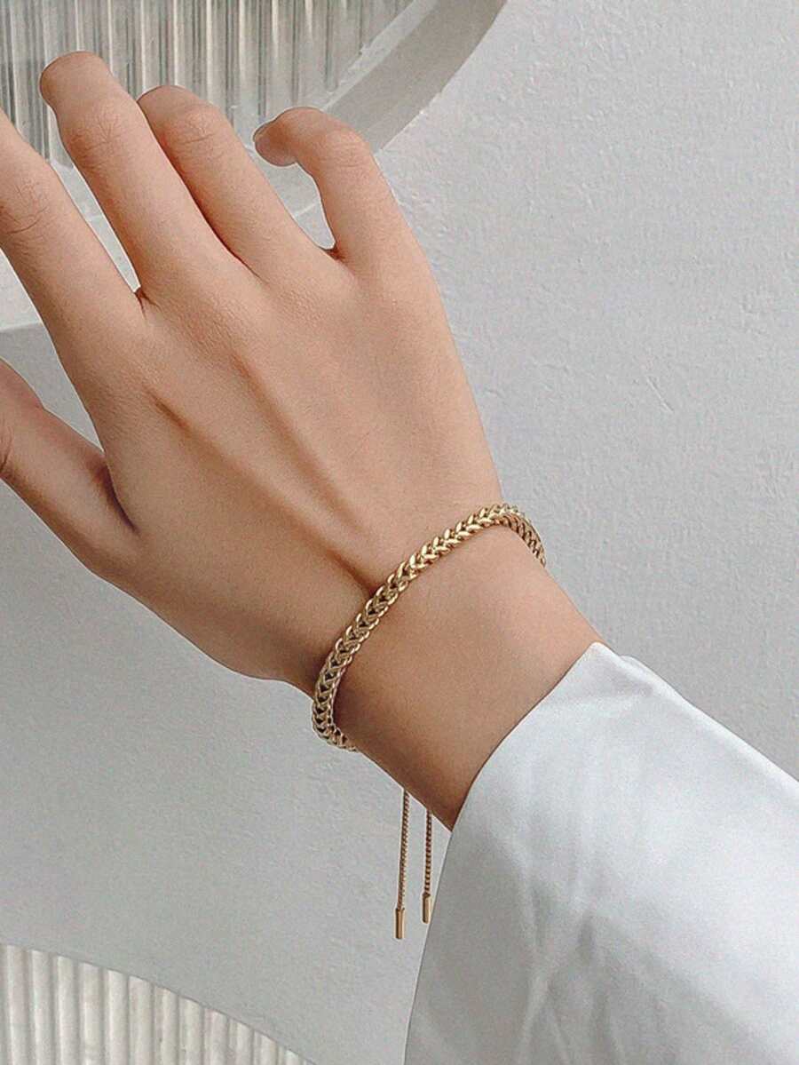 1 Pc Bone Chain Bracelet, Featuring A Bold Bone-Style Chain Design With A Sleek And Modern Finish, Creating A Stylish And Edgy Look Perfect For Everyday Wear Or Layered Styling - Gold - View 1