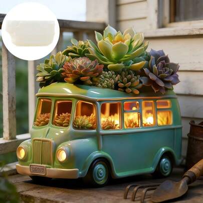 Khuôn silicon hình xe buýt dùng để làm chậu hoa, hộp đựng bút, giá đựng bút và cốc nến, cũng như khuôn silicon tự làm hình xe buýt trẻ em và xe buýt trường học, thích hợp cho nhựa, thạch cao, đất sét, bê tông, xi măng và nhiều loại quà tặng ngày lễ và đồ trang trí nhà cửa khác nhau.