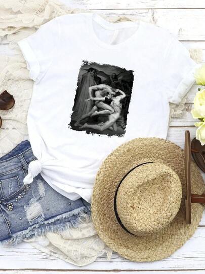 Camiseta de mujer con estampado de Dante y Virgilio, camiseta de la Divina Comedia de Alighieri, ocultismo satánico, pintura del Infierno de Dante, de manga larga o corta