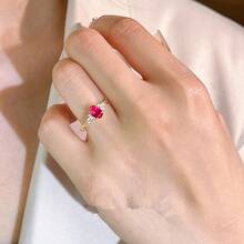 New Arrival Dreamy Encounter Series, Bouquet-Shaped Ring With Artificial Pigeon Blood Ruby, Micro-Inlaid , Elegant Design For Women (Fits Live Streaming & Cross-Border ) - 鴿血紅寶戒指 - 查看 11
