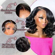 Uveous Bob Wig Human Hair 100% 13x6 HD Transparent Lace Frontal Wigs Brazilian 13x4 Transparent Lace Front Wigs For Women Natural Short Bob Wigs - Natural Black - 查看 5
