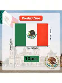 10 lá cờ Mexico mini - Cờ Mexico cầm tay nhỏ (21 x 14 cm) - Hoàn hảo cho các lễ hội, tiệc tùng và trang trí - Lý tưởng để cổ vũ tại các trận đấu bóng đá và lễ kỷ niệm World Cup. - Cờ tay Mexico - Xem 3