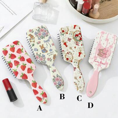 1 chiếc lược duỗi tóc họa tiết hoa dễ thương, lược đệm khí lớn, phù hợp với nhiều loại tóc, món quà sinh nhật hoặc quà tặng ngày lễ tuyệt vời dành cho phái nữ.