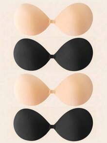 1/2/10pcs Invisible Strapless Bra, Front Closure | Reusable Silicone Nipple Covers, Suitable For Backless Dresses | Adhesive Nipple Pasties, Suitable For Party And Evening Gowns - Multicolor - View 2