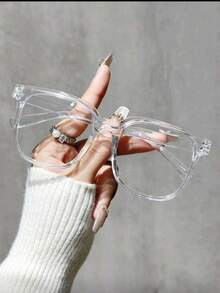 1/3 Pairs Of Unisex Square Clear Glasses, Suitable For Daily Wear As Regular Glasses. The Large Frame Glasses In A Campus Style Can Modify Facial Contours. - Multicolor - View 2