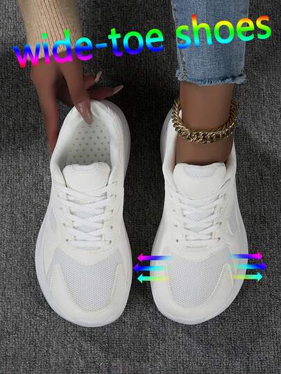 Women's Wide Toe Casual Sports Shoes, Women's Wide Toe Thick Sole Sports Shoes, Women's Retro Round Toe Lace-Up Soft Bottom Comfortable Casual Rubber Shoes, Breathable Versatile Sports Shoes, Suitable For Daily Wear, Running, Summer