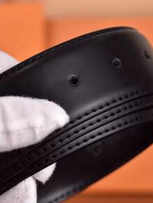 男士时尚黑色腰带，配金色T形扣 - 经典正式休闲两用可调节腰带 - 彩色 - 查看 6