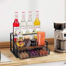Wetheny Coffee Syrup Organizer For Coffee Bar, 3-Tier Coffee Station Organizer - Black - View 2