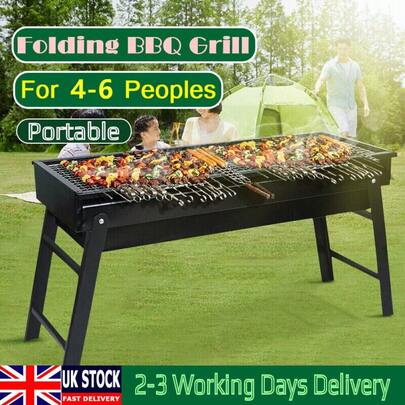 Large Barbecue Grill Iron BBQ Charcoal Portable Folding Camping Gril, Perfect For Picnic Party