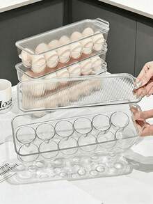 12-Grid Stackable Plastic Egg Storage Box/Food Container With Lid, Suitable For Home Kitchen - Multicolor - View 1