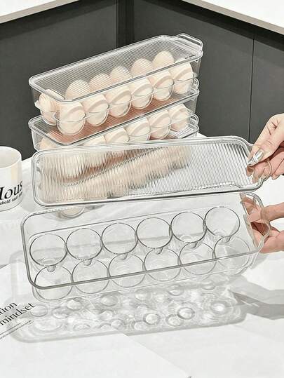 Hộp đựng trứng/thực phẩm bằng nhựa 12 ngăn, xếp chồng lên nhau, có nắp đậy, thích hợp cho nhà bếp gia đình.