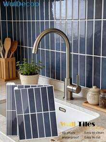 WalDecoo 4/10/20 tấm giấy dán tường họa tiết gạch xanh dương kích thước 11,43in x 9in, chống thấm nước, thích hợp cho phòng khách, bếp, phòng tắm, phong cách Scandinavia. - Màu xanh hoàng hôn - Xem 2