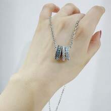 SWAROVSKI CONNEXUS 浪漫情侶同心圓項鍊鎖骨鍊男女同款 女友禮物送女友送老師送愛人送孩子送媽媽生日禮物聖誕禮物 - 銀色 - 查看 3