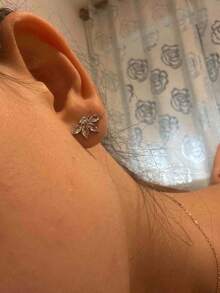 rakol 2 piezas Pendientes de botón con circonita cúbica en tono plateado - Plateado - Ver 3