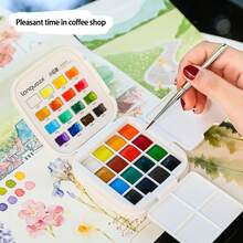 1 Set 16 Colors Solid Watercolor Paint, 4 Color Schemes Available, Portable Full Set For Watercolor, Sketch, Hand Painting, Suitable For Beginners And Artists - Multicolor - View 8