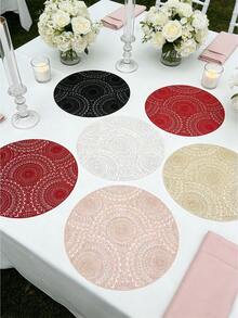 1/4/6pcs Faux Mechanical Gear PVC Gold Foil Placemats, Hotel Restaurant Decor Heat Insulation Non-Slip Table Mats, Suitable For Wedding Party, Christmas, Valentine's Day, Holiday Celebration, Picnic, Birthday Banquet Table Decoration - Multicolor - View 1