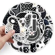 50PCS Black And White Polka Dot Ins Style Series Graffiti Stickers Self-Adhesive Graffiti Stickers, Suitable For DIY Water Cup, Handbooks, Skateboards, Luggage, Helmets, Etc - Square - View 4