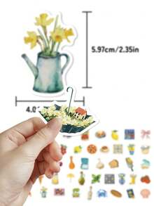 54 piezas de pegatinas con estilo romántico mediterráneo con diseños lindos y frescos, perfectas para suministros de diario, planificadores, portátiles, fiestas, guitarras, sobres, maletas, escritorios y decoraciones de regalos - pegatinas divertidas, pegatinas para Kindle, suministros para scrapbooking, pegatinas para portátil papelería manualidades libro de sticker estikers - 54 unidades/paquete - Ver 5