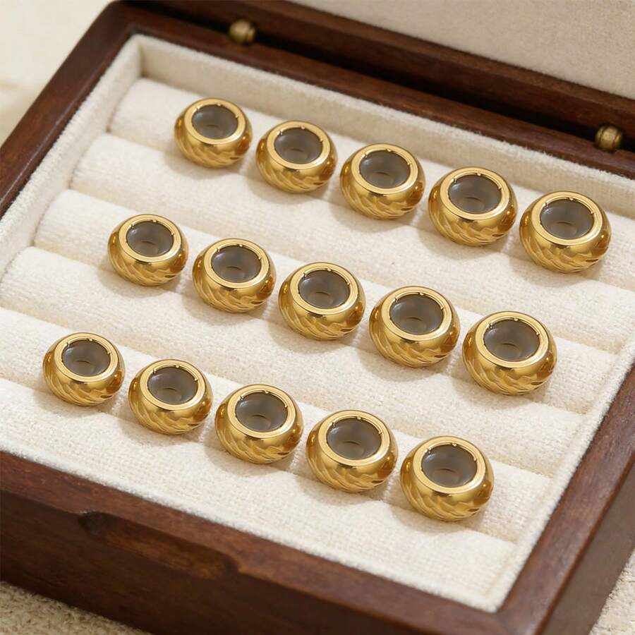 10件套不锈钢18K镀金隔珠和调节珠，配有防滑硅胶定位环——DIY首饰制作配件，适用于项链和手链 - 彩色 - 查看 1