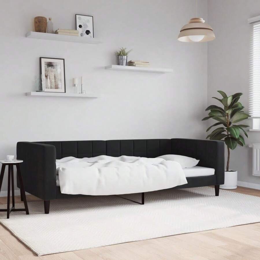 vidaXL Daybed, 2-In-1 Guest Bed, Sofa Bed/Sleeper Sofa For Bedroom/Living Room, Modern Design, Black 90x200cm Velvet - Black - View 1
