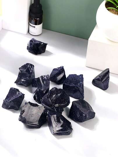 QYDCX 蓝金砂原石，天然粗糙蓝金砂，疗愈原石，可用于喷泉石、家居装饰、冥想、能量平衡、绕线、巫术和灵气疗法。