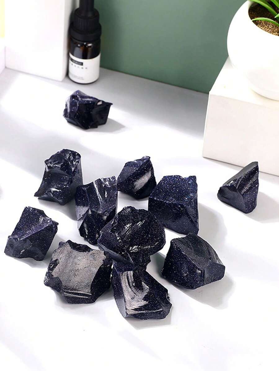 QYDCX Cristalli grezzi di Goldstone blu, Goldstone blu naturale grezzo, pietre grezze curative per fontane, decorazione per la casa, meditazione, bilanciamento energetico, avvolgimento con fili, Wicca e Reiki - Blu - Visualizzare 1