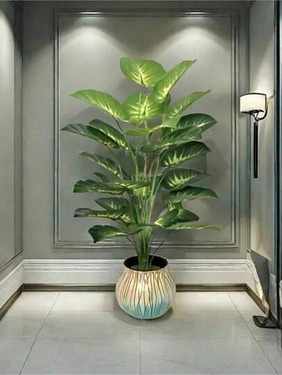 24 lá cây kim tiền nhân tạo cỡ lớn (không kèm chậu) - Lá rộng 85cm/33.5" màu xanh lá cây, trang trí rừng mưa nhiệt đới, thích hợp cho mọi mùa trong nhà và ngoài trời, cây giả trồng trong chậu, lý tưởng cho đám cưới, khách sạn, sân vườn, chụp ảnh, trang trí cây xanh kiểu Bắc Âu, lễ Giáng sinh.