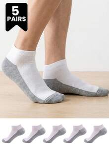 5 Pairs Men's Contrast Ankle Socks | All-Season Breathable Comfort - Multicolor - View 6