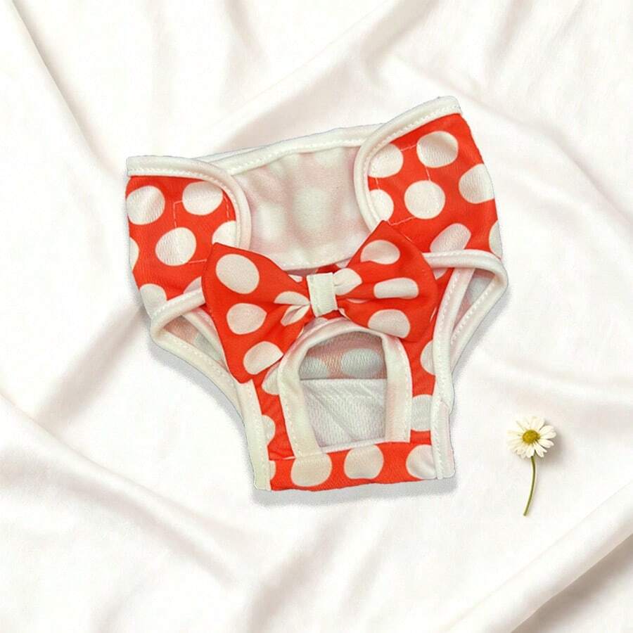 宠物生理卫生裤，透气防漏，柔软亲肤，防骚扰，适用于猫/狗 - 紅色 - 查看 1