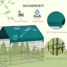 Small Animal Enclosure With Roof, 4 Doors, Weatherproof, Steel/Polyester, 220 X 85 X 103 Cm, Green/Black - Dark Green - View 3