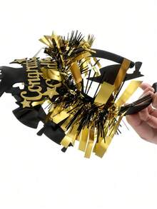 1 chiếc băng đô tua rua lấp lánh cho bữa tiệc tốt nghiệp năm 2026, phụ kiện tóc cho lễ tốt nghiệp - Vàng - Xem 7