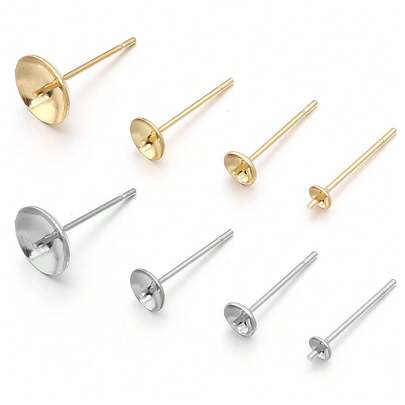20/100 chiếc/gói Khuyên tai ngọc trai bằng thép không gỉ 3-10mm, chốt khuyên tai ngọc trai, chốt khuyên tai không gây dị ứng dùng để tự làm trang sức.