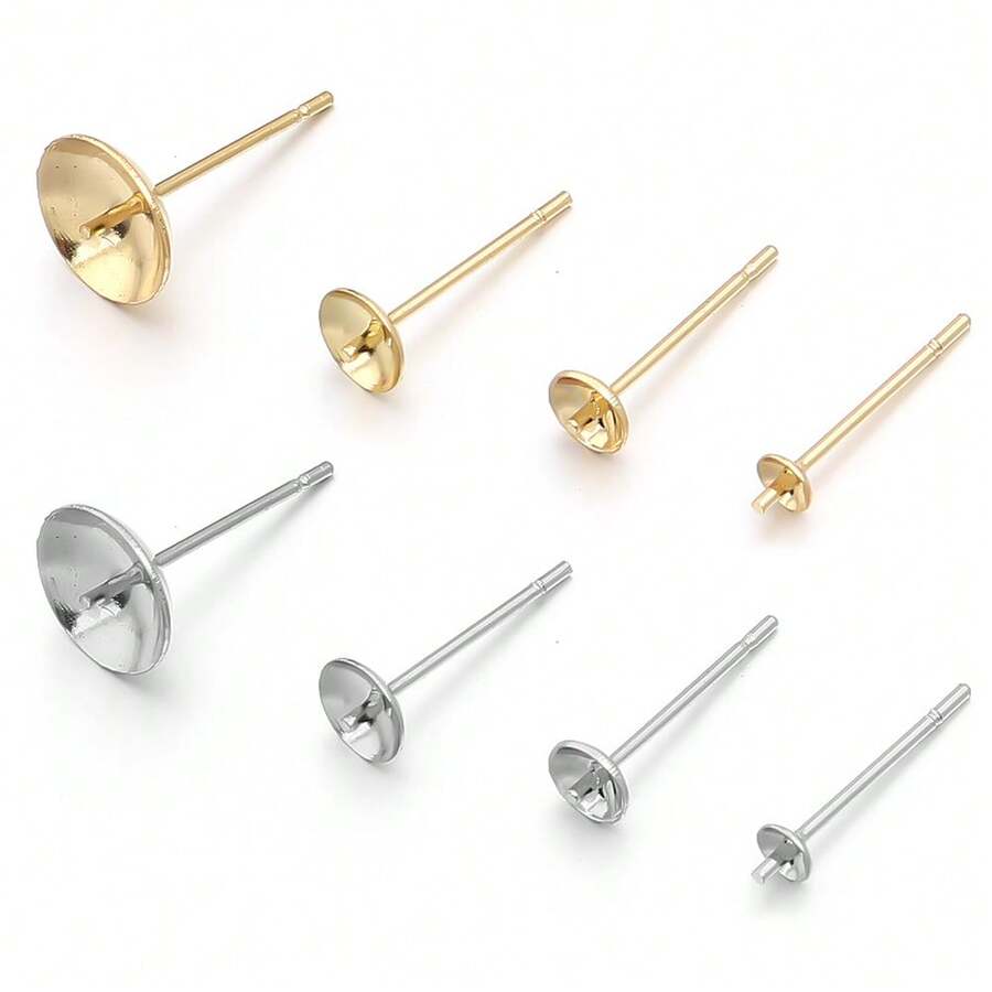 20/100个/包 3-10毫米不锈钢珍珠耳钉，珍珠耳钉背托，低过敏性耳针，适用于DIY珠宝制作