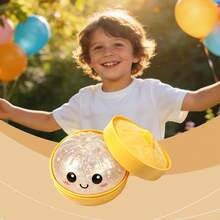 Cute Glitter Steamed Bun Squishy Toy, Kawaii Baozi Squishies With Yellow Steamer Case, Slow Rising Soft Squeeze Fidget Squishy Toys For Stress Relief & Kids Sensory Play - 1pc - 查看 2