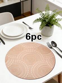 1/4/6pcs Faux Mechanical Gear PVC Gold Foil Placemats, Hotel Restaurant Decor Heat Insulation Non-Slip Table Mats, Suitable For Wedding Party, Christmas, Valentine's Day, Holiday Celebration, Picnic, Birthday Banquet Table Decoration - Multicolor - View 16