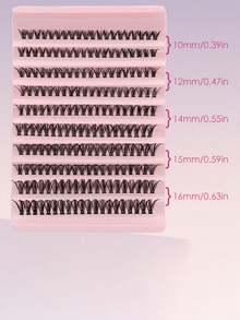 200 束自然款假睫毛，卷翘混合长度，可重复使用，D 型卷翘，适合新手，多种款式，多种包装，单束假睫毛，自然款，动漫款，浓妆款 - 查看 3