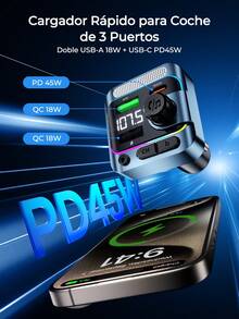 REMAX 45W Car Charger With RGB Lights, Bluetooth 5.3 & Auto Reconnect, USB-C & USB-A Dual-Port Fast Charging, Built-In Microphone For Hands-Free Calls, Bluetooth Music Streaming, For IPhone & Android, Car Accessories, Car Essentials, Car Stuff - Charger - View 4