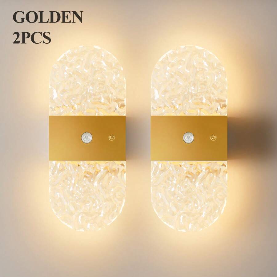 Modern Crystal Motion Sensor Wall Light, LED Smart Sensing Acrylic Wall Lamp, Wireless LED Wall Light, Battery Powered Night Light, Adjustable Color Temperature And Brightness, Suitable For Hallway, Bathroom, Bedroom, Home Decor, Living Room