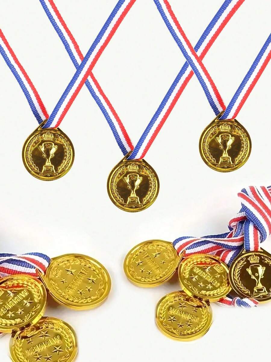 30pcs Plastic Trophy & Medal, Sports Competition Award Medals - Trophy Gold - View 1