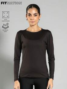 FITNATION Women's Long Sleeve T-Shirt With UV50 Sun Protection - Black - View 2