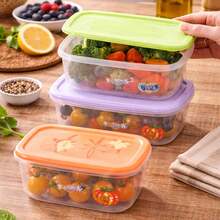 CASAMAX WL Paquete de 3 contenedores de alimentos de 1.3L. Cajas de almuerzo para desayuno, frutas, semillas, sandwich. Lindo diseño de estrella. Colores surtidos. 19x14cm Rectangular - Ver 3