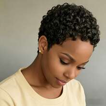 6 Inch Short Curly Wig For Women, Short Layered Machine-Made Full Head Wig, Elf-Like Curly Short Hair - Multicolor - View 10
