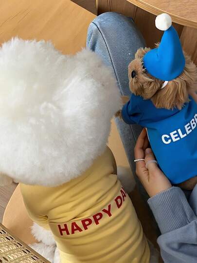 1pc Letter Print Cotton Pet T-Shirt, Short Sleeve Colorful Dog Cat Clothes Pet Supplies For Puppy & Cats, Minimal Casual Style Pet Outfit For Small/Medium Dogs And Cats, Daily Wear, Birthday Gift, Father's Day Gift, Mother's Day Gift, Gifts For Friends, Boyfriends, Girlfriends, Family, Teachers, Colleagues, Halloween Gift, Christmas Gift