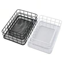 铁丝网底收纳篮，金属桌面收纳盒，创意金属收纳篮，情人节礼物 - 金色 - 查看 8