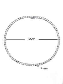 1 Pc 3mm-4mm Top Hip Hop Four Claw Moissanite Rhinestone Tennis Chain Necklace, Adjustable Clavicle Necklace (S925 Sterling Silver), Sparkling Light, Luxury High-End, Exquisite And Fine, Women's Jewelry Gift - Full Diamond Necklace - View 9