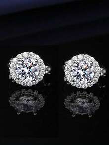 ConiiW 1 Đôi bông tai bạc 925 đính đá Moissanite tròn 1ct*2/0.5ct*2, thiết kế tròn cổ điển, phù hợp cho nữ giới, các cặp đôi, dự tiệc, tiệc chiêu đãi, phong cách tối giản cổ điển, thanh lịch thường ngày, sang trọng cao cấp, phong cách Hip-Hop Y2K, thích hợp đeo hàng ngày, quà tặng sinh nhật, kỷ niệm, ngày Valentine, Giáng sinh, Halloween. - Bạc - Xem 6